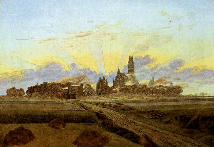 Caspar David Friedrich Neubrandenburg in Flames